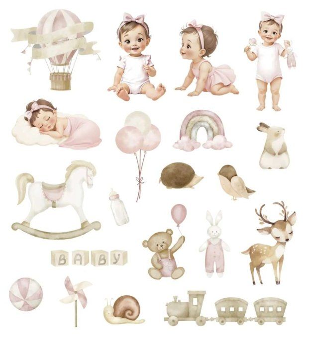 Collection Sweet baby girl, 20 die-cuts, PapersForYou