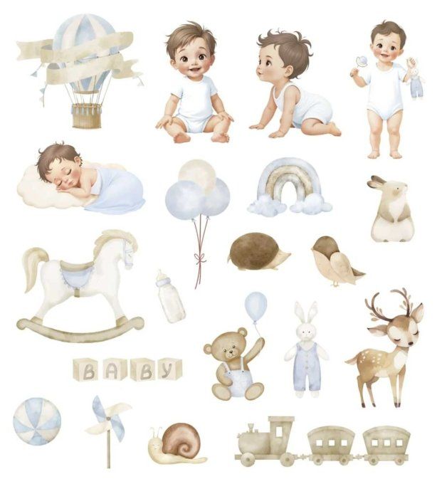 Collection Sweet baby boy, 20 die-cuts, PapersForYou