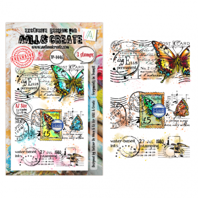 3 Tampons - AALL&Create - Fragments in transit - dim. de la planche : 7x9.5cm environ