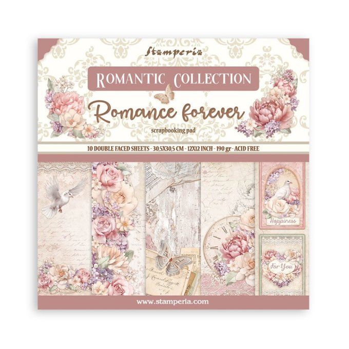 Papier scrapbooking, 30.5x30.5cm, Romance forever