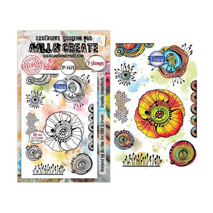 9 Tampons - AALL&Create - Graphic coquelicots - dim. de la planche : 10x14.5cm environ