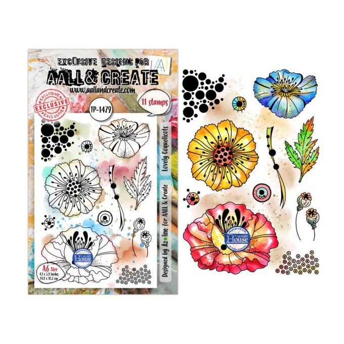 11 Tampons - AALL&Create - Lovely coquelicots - dim. de la planche : 10x14.5cm environ