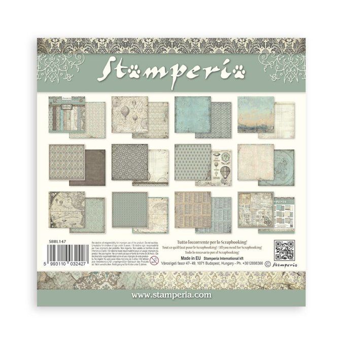 Papier scrapbooking, 30.5x30.5cm, Voyages Fantastiques - background