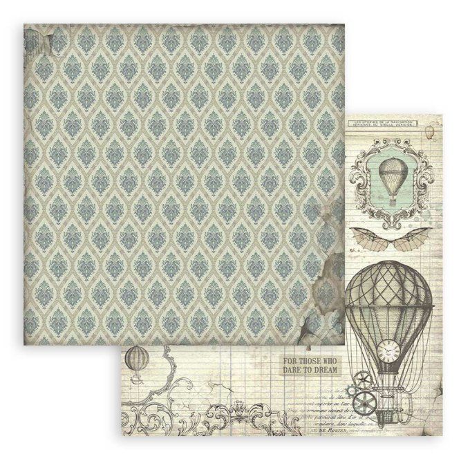 Papier scrapbooking, 30.5x30.5cm, Voyages Fantastiques - background