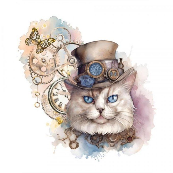 Feuille de transfert pour textile - Chat vintage