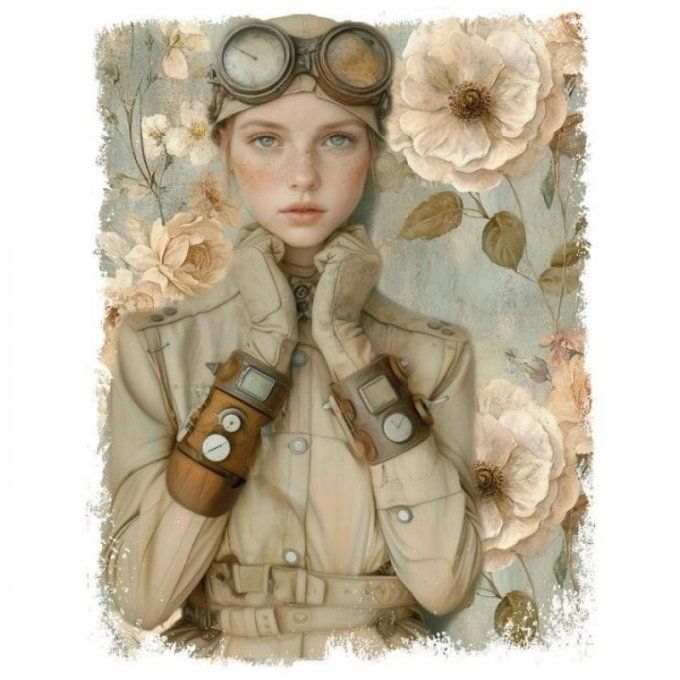 Feuille de transfert pour textile - Aviator girl