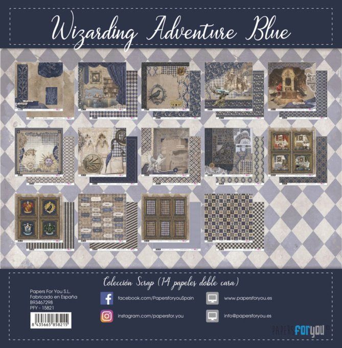 Collection Wizarding Adventure, houses Blue, PapersForYou, 30x30cm - 14 pages