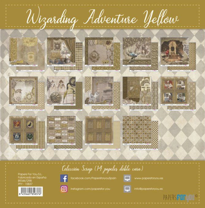 Collection Wizarding Adventure, houses Yellow, PapersForYou, 30x30cm - 14 pages