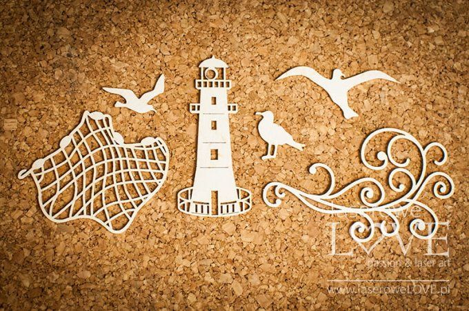  Chipboards - Phare, filet ... - Dimension du phare : 7.5x3.3cm environ