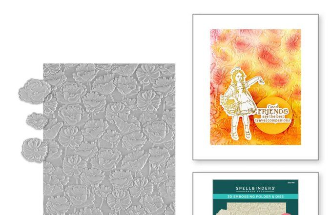 Classeur d'embossage, Spellbinders - Champ de coquelicots + 3 dies