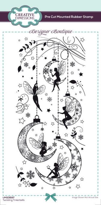 Tampon cling/caoutchouc de fond  - Creative expressions - Twinkling tinkerbells-Dim. : 10x20cm env. 