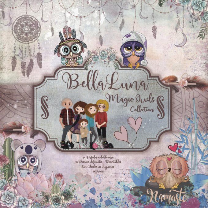 Bellaluna Craft - 24 feuilles - format 20x20cm - Magic owls
