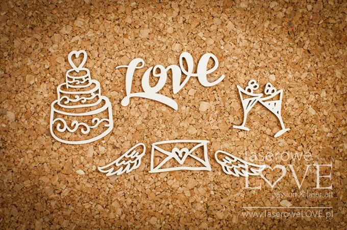  Chipboards - Gâteau de mariage - Dimension du gâteau : 3.3x5cm environ