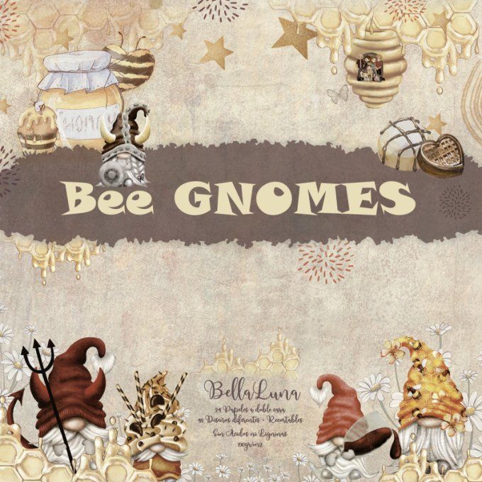 Bellaluna Craft - 24 feuilles - format 20x20cm - Bee gnomes