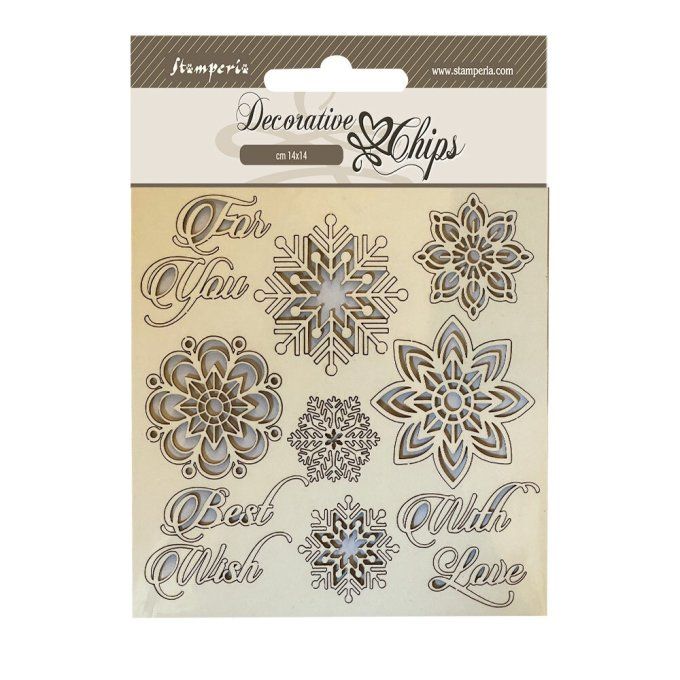 Stamperia, planche de chipboards - dimension 14x14cm - Snowflakes