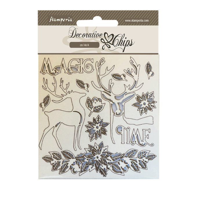 Stamperia, planche de chipboards - dimension 14x14cm - Magic time