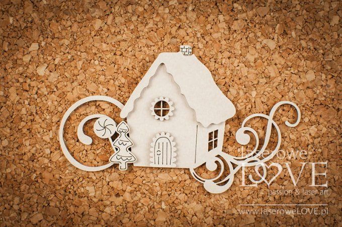 Chipboard à monter, maison en pain d'épices - dimension : 10.5x6.5cm environ
