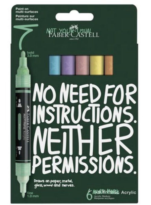 Faber Castell - 6 Feutres acryliques - gamme pastel