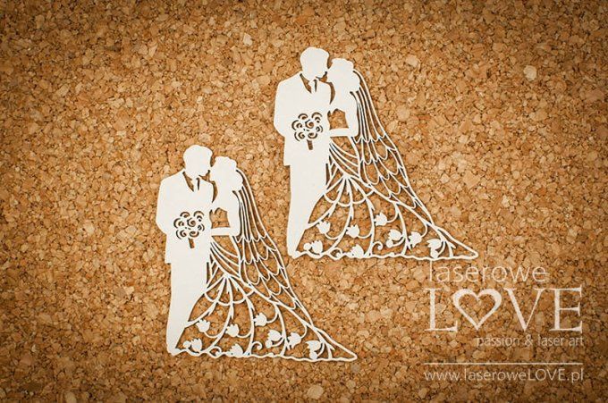  Chipboards - Couple de mariés - Dimension : 8x8cm environ