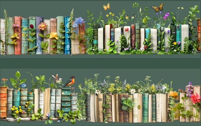 Sticker translucide, Livres et Nature - Rouleau de 5cm x 1.5m environ