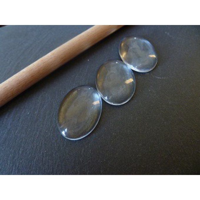 Cabochon ovale en verre, 18x25mm ,à l'unité
