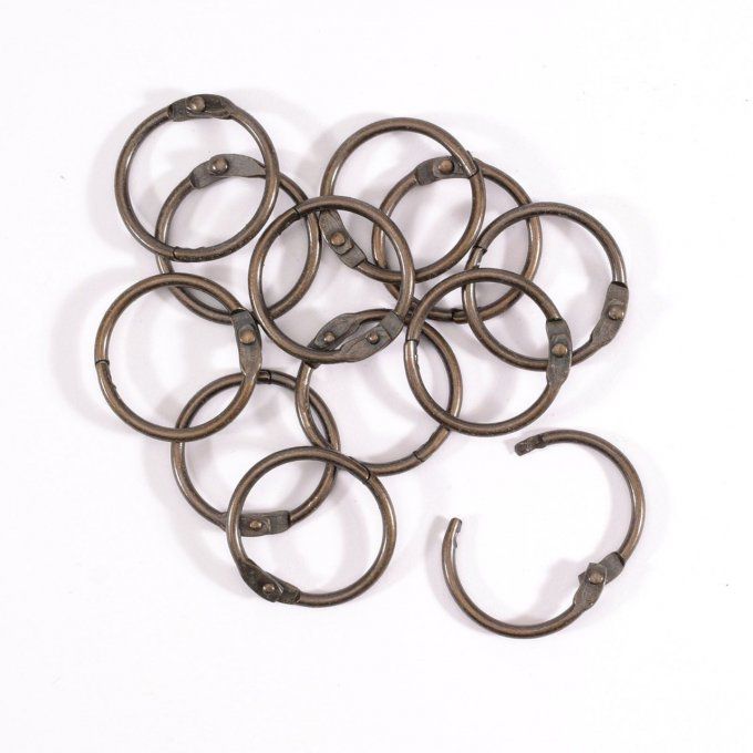 12 Anneaux en métal bronze, diamètre 25mm