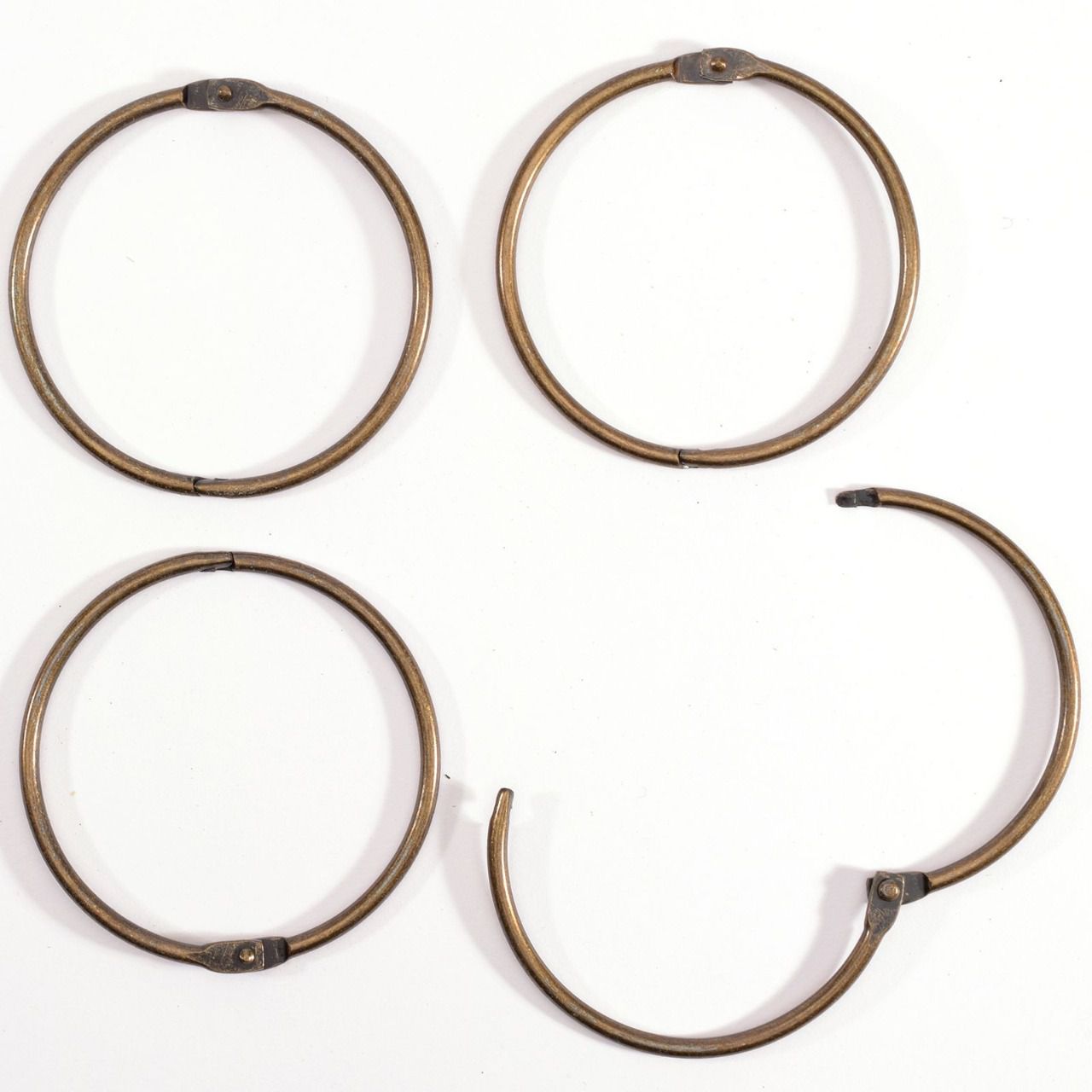 6 Anneaux en métal couleur bronze, diamètre 75mm