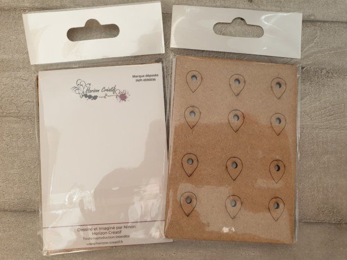 12 flipettes en bois (mdf), à customiser, à fixer avec une attache parisienne (vendue séparément)