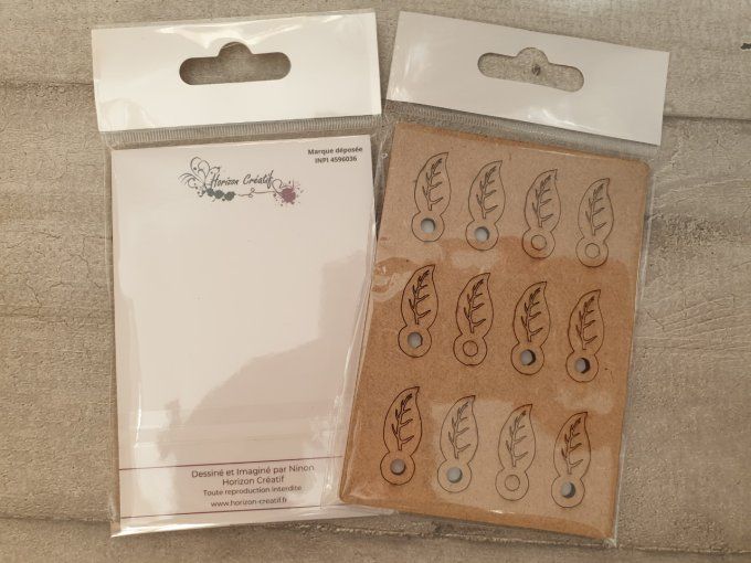 12 flipettes en bois (mdf), à customiser, à fixer avec une attache parisienne (vendue séparément)