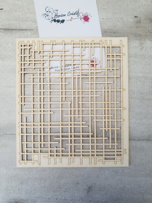 Chipboard : Planche de fond lignes entrelacées , à l'unité - 100% horizon créatif : 13x15cm environ