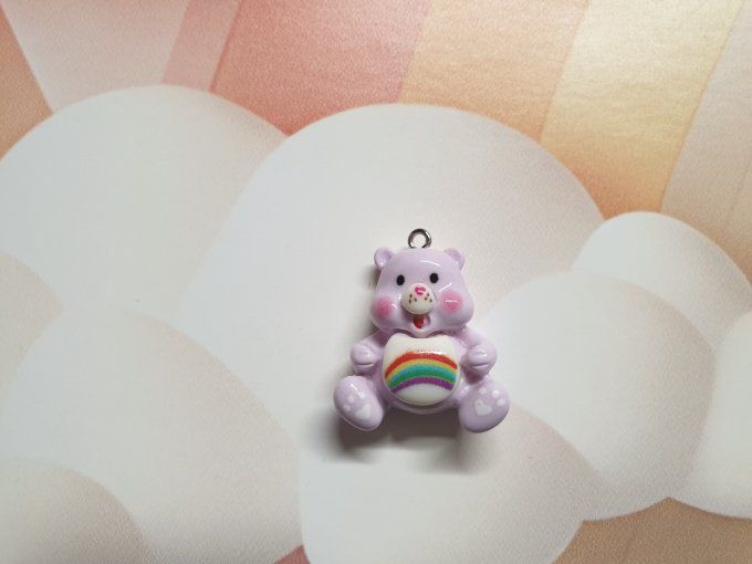Breloque nounours, couleur mauve, vendu à l'unité