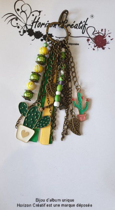 Bijou d'album et/ou porte-clés : Cactus, fait-main by Ninon (modèle unique)