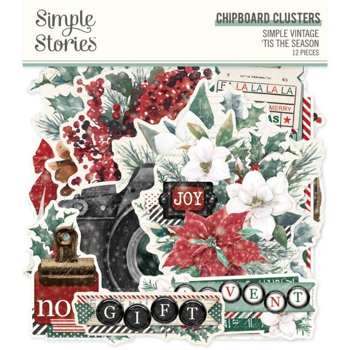 Simple stories - 12 chipboards - Simple vintage 'tis the season