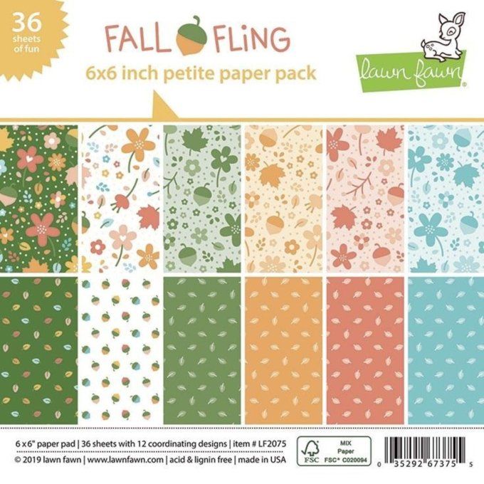 Bloc de 36 feuilles Lawn Fawn, 15x15cm - motif recto - Fall Fling
