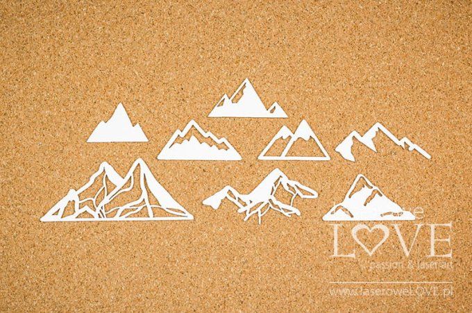 8 Chipboards, Montagnes  -dimension de la planche : 12x19cm environ