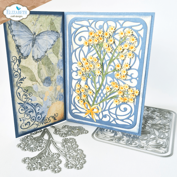 5 Dies/matrices de découpe, Elizabeth craft, Floral greenery, le + grand die mesure 8.1x10.8cm env.