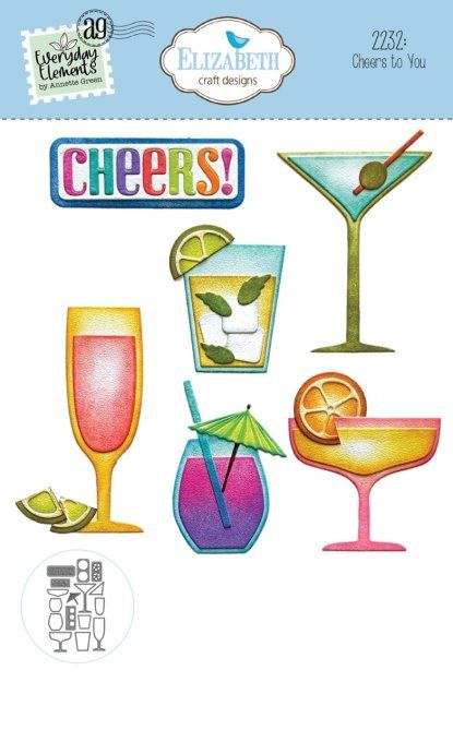 17 Dies/matrices de découpe, Elizabeth craft, Cheers to you