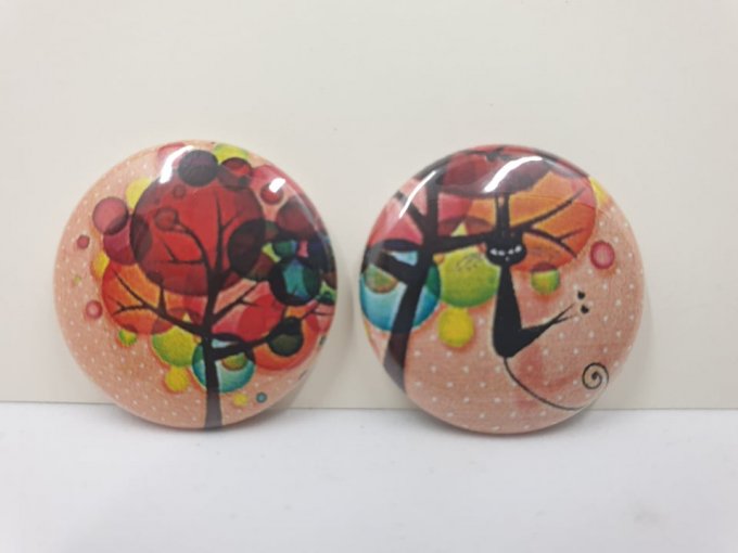 2 badges, 25mm de diamètre - Chat noir