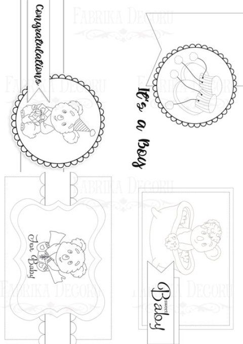 8 cartes format 10x15cm à colorier - Puffy fluffy boy - Fabrika Decoru - 200g