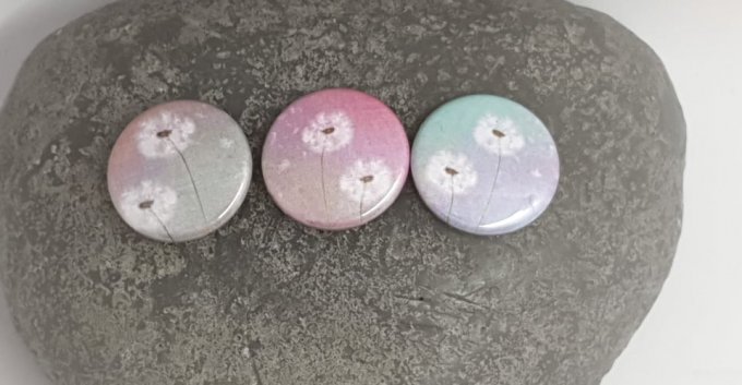 3 badges, 25mm de diamètre - Dandelion