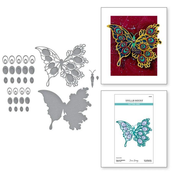 9 Dies/matrices de découpe, Spellbinders - Peacock butterfly