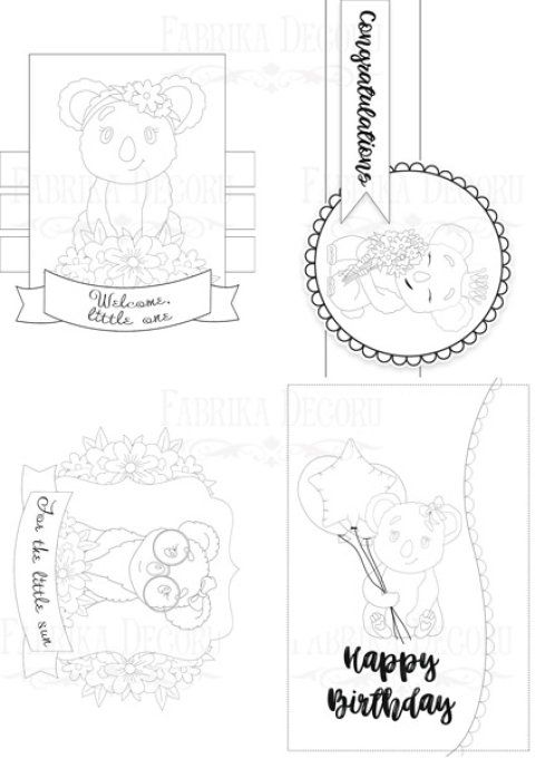 8 cartes format 10x15cm à colorier - Puffy fluffy girl - Fabrika Decoru - 200g 
