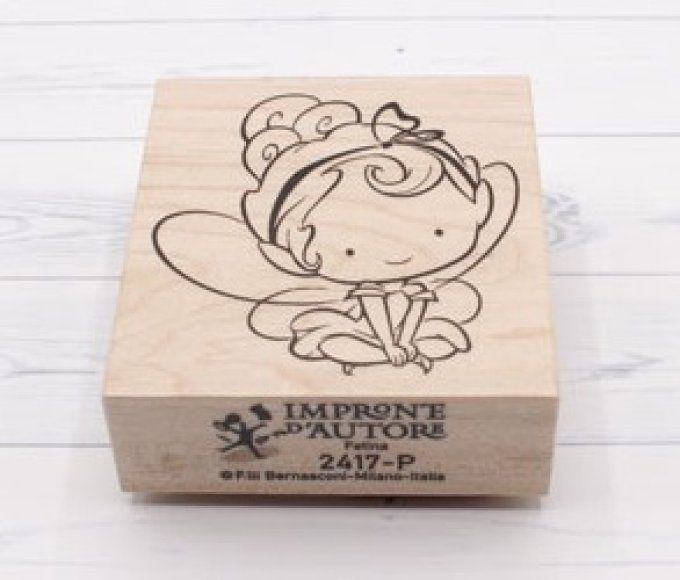 Tampon en bois, Fée, dimension 5x4.5cm environ