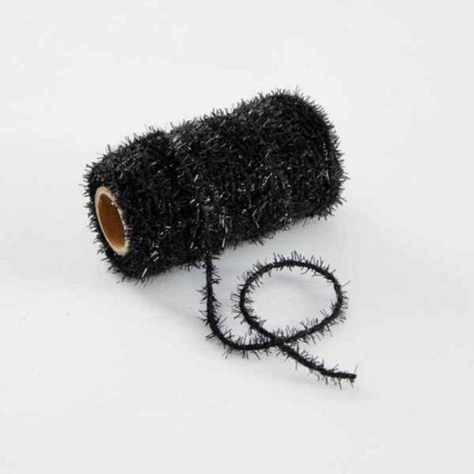 Cordon, Mifuzz - couleur noir brillant - Vivant - 3mm de diamètre environ et 25m de long