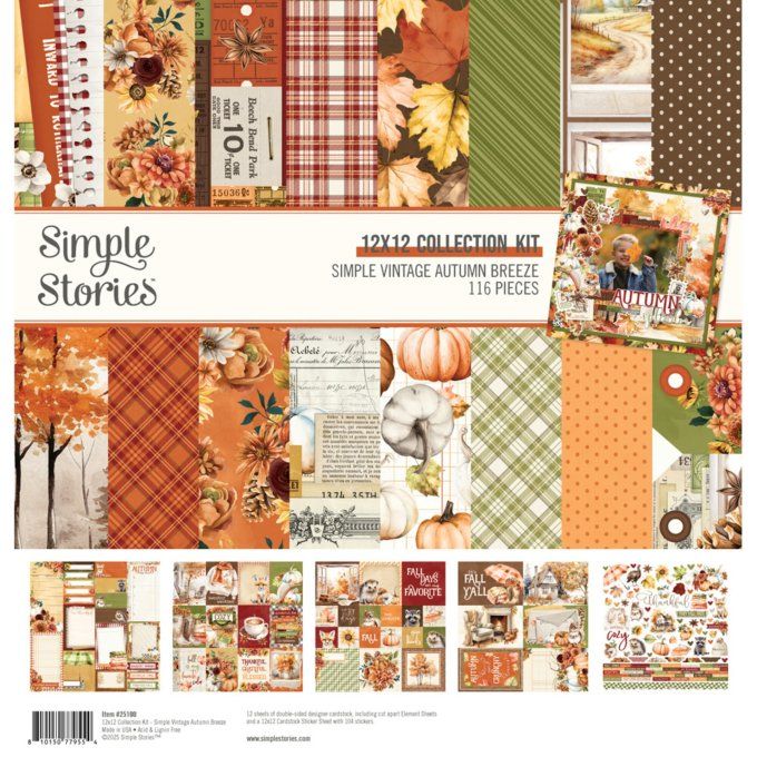 Simple stories - ensemble de 12 feuilles, format 30x30cm env. , Autumn breeze 