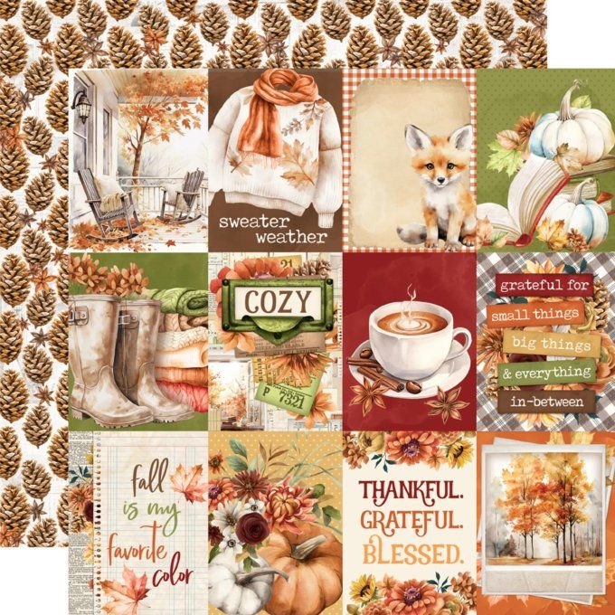 Simple stories - ensemble de 12 feuilles, format 30x30cm env. , Autumn breeze 
