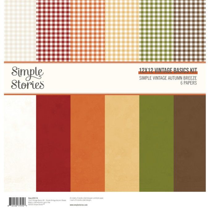 Simple stories - ensemble de 6 feuilles "patterns", format 30x30cm env. , Autumn breeze