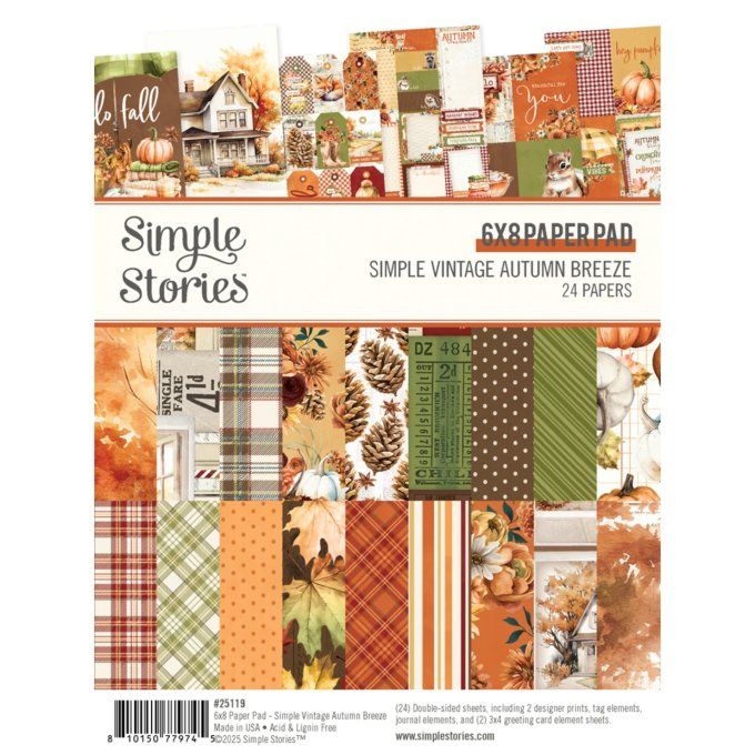 Simple stories - ensemble de 24 feuilles, format 15x20cm env. , Autumn breeze