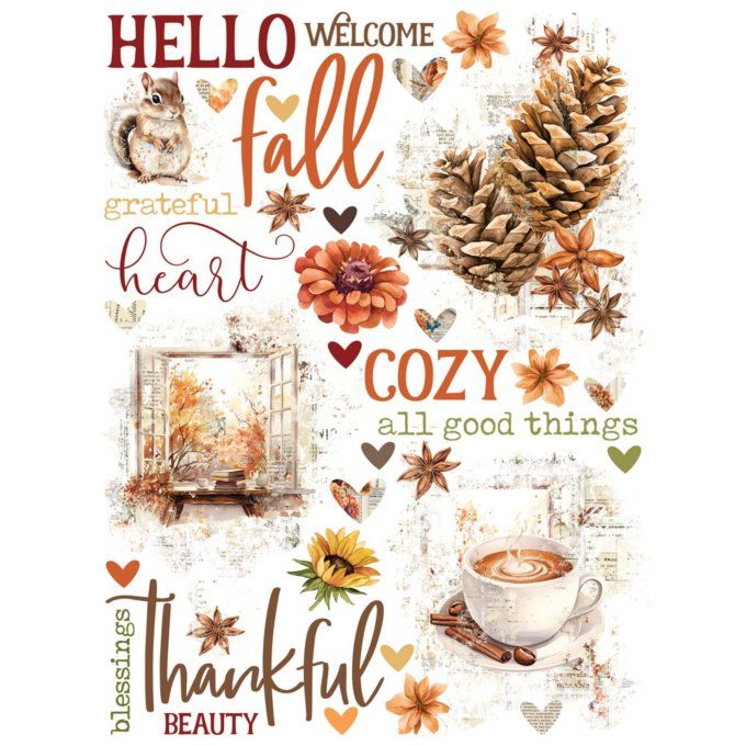 Simple stories - 2 feuilles 15x20cm environ de Rub-ons, Autumn breeze