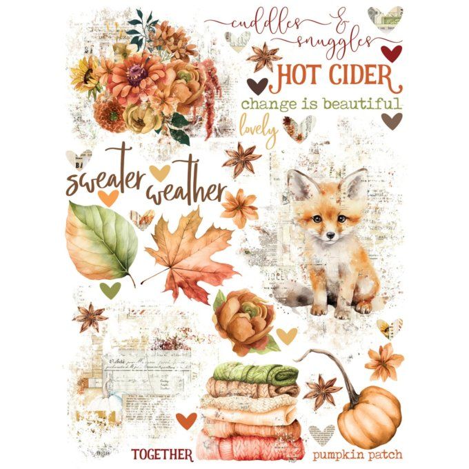 Simple stories - 2 feuilles 15x20cm environ de Rub-ons, Autumn breeze